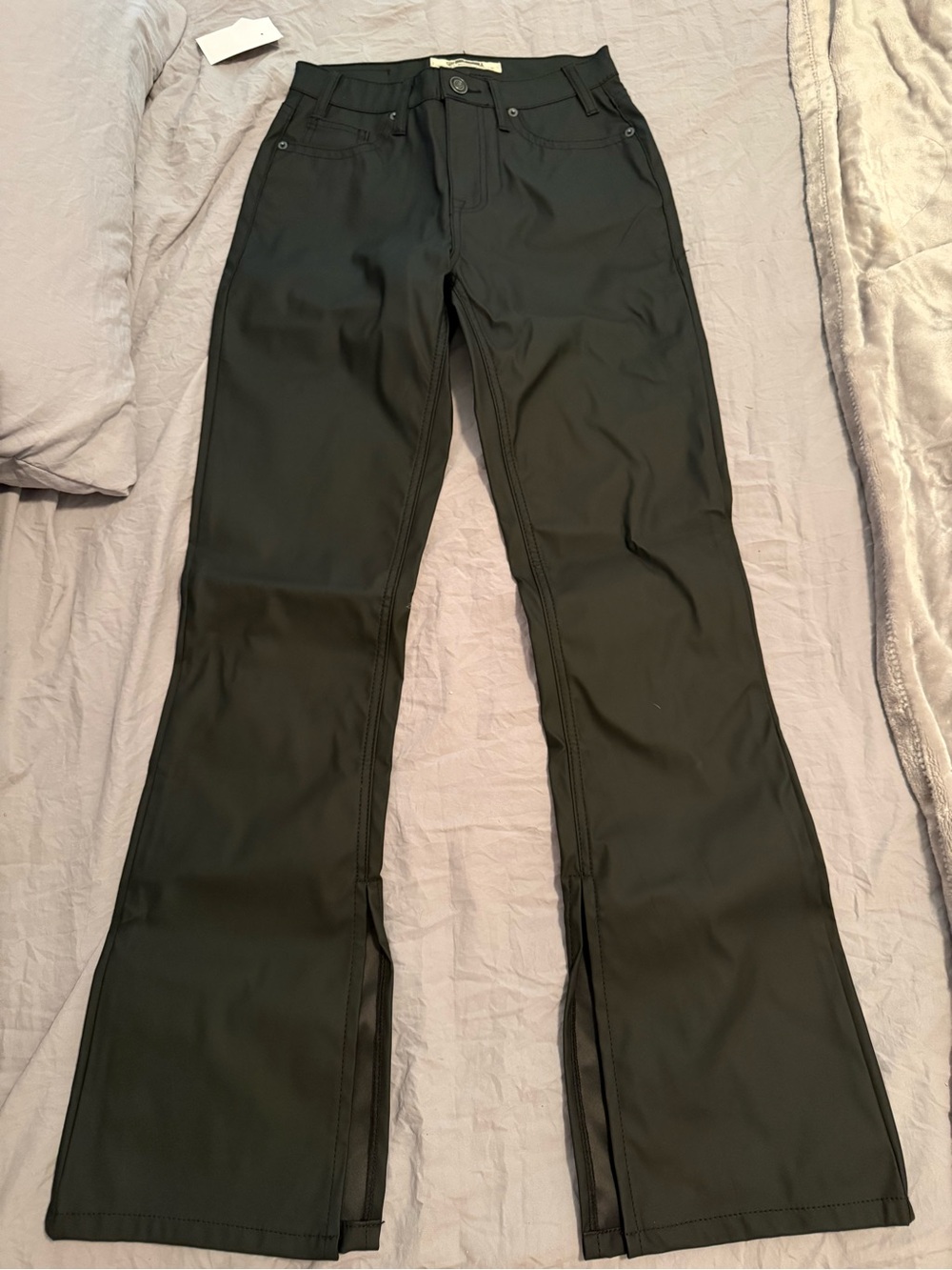 Rock & Roll Denim Faux Leather Bootcut Pants Black 27x32 NWT